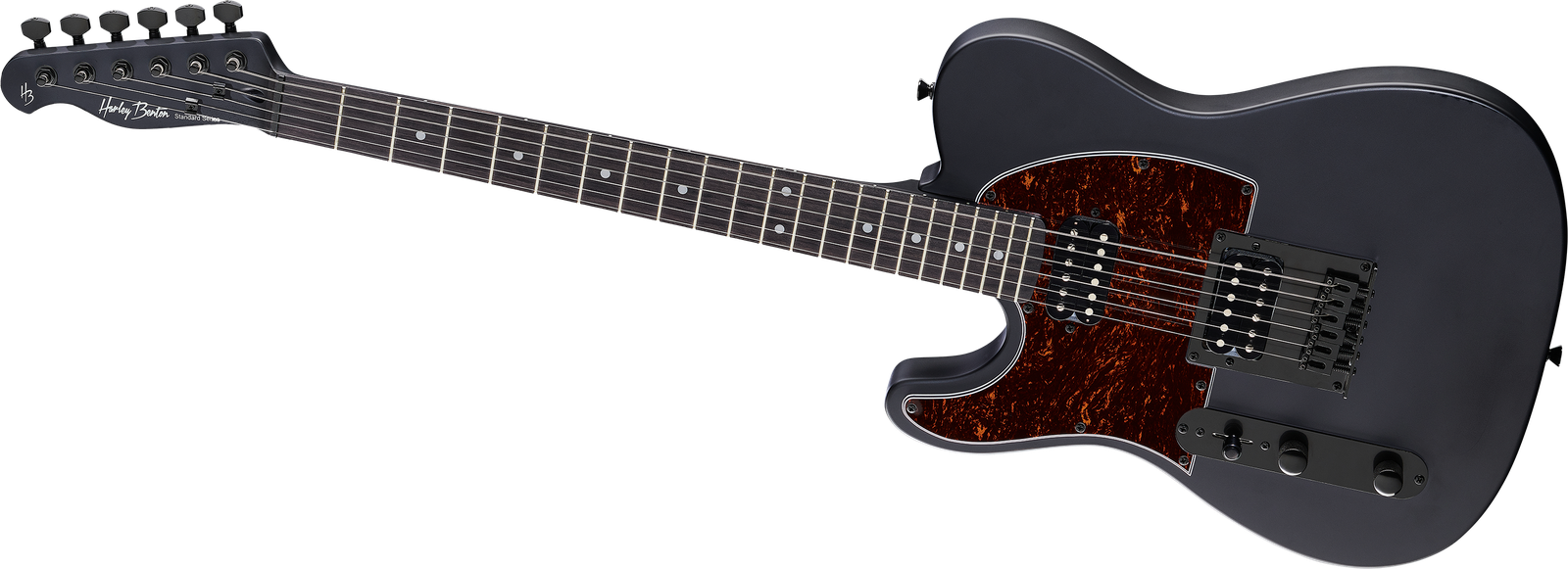 Harley Benton TE-20HH LH in matt black, full frontal view
