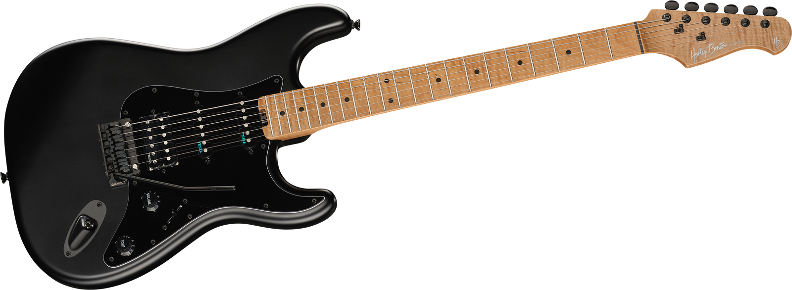 Harley Benton ST-Modern Plus MN HSS SBK electric guitar – front view