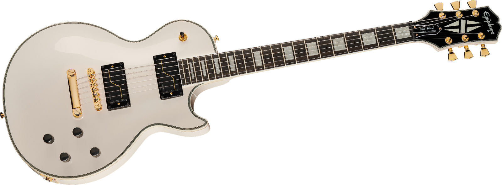 Frontansicht der weißen E-Gitarre Epiphone Matt Heafy LP Custom Origins Bone White