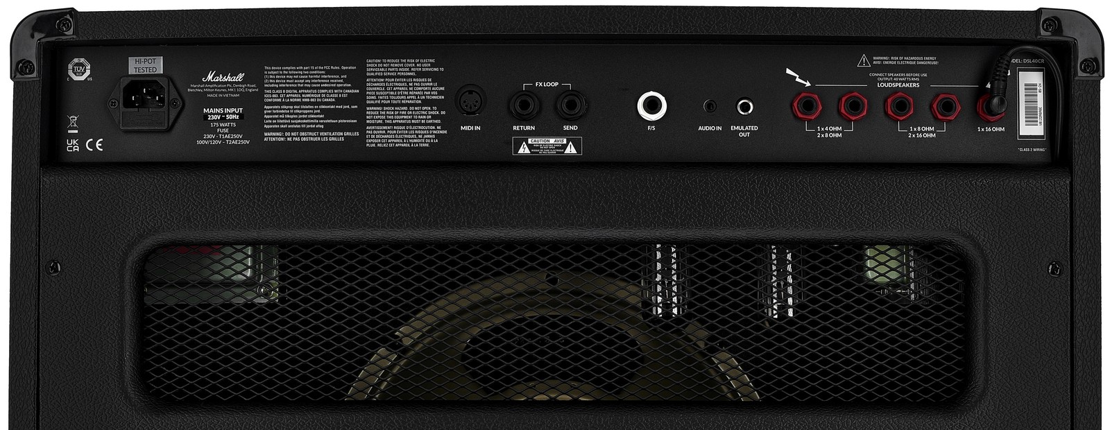 Anschlüsse auf der Rückseite des Marshall DSL40CR BLK
