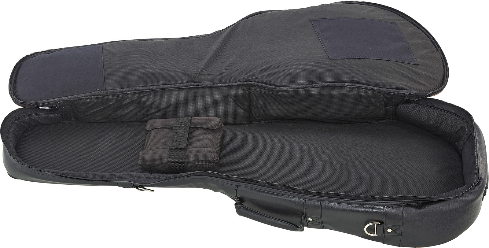 Offene schwarze Gitarrentasche