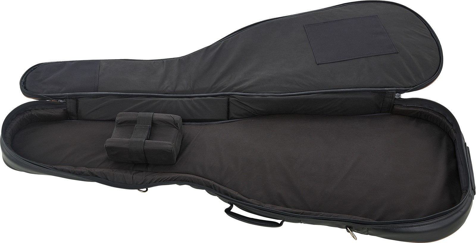 Offene schwarze E-Bass-Tasche