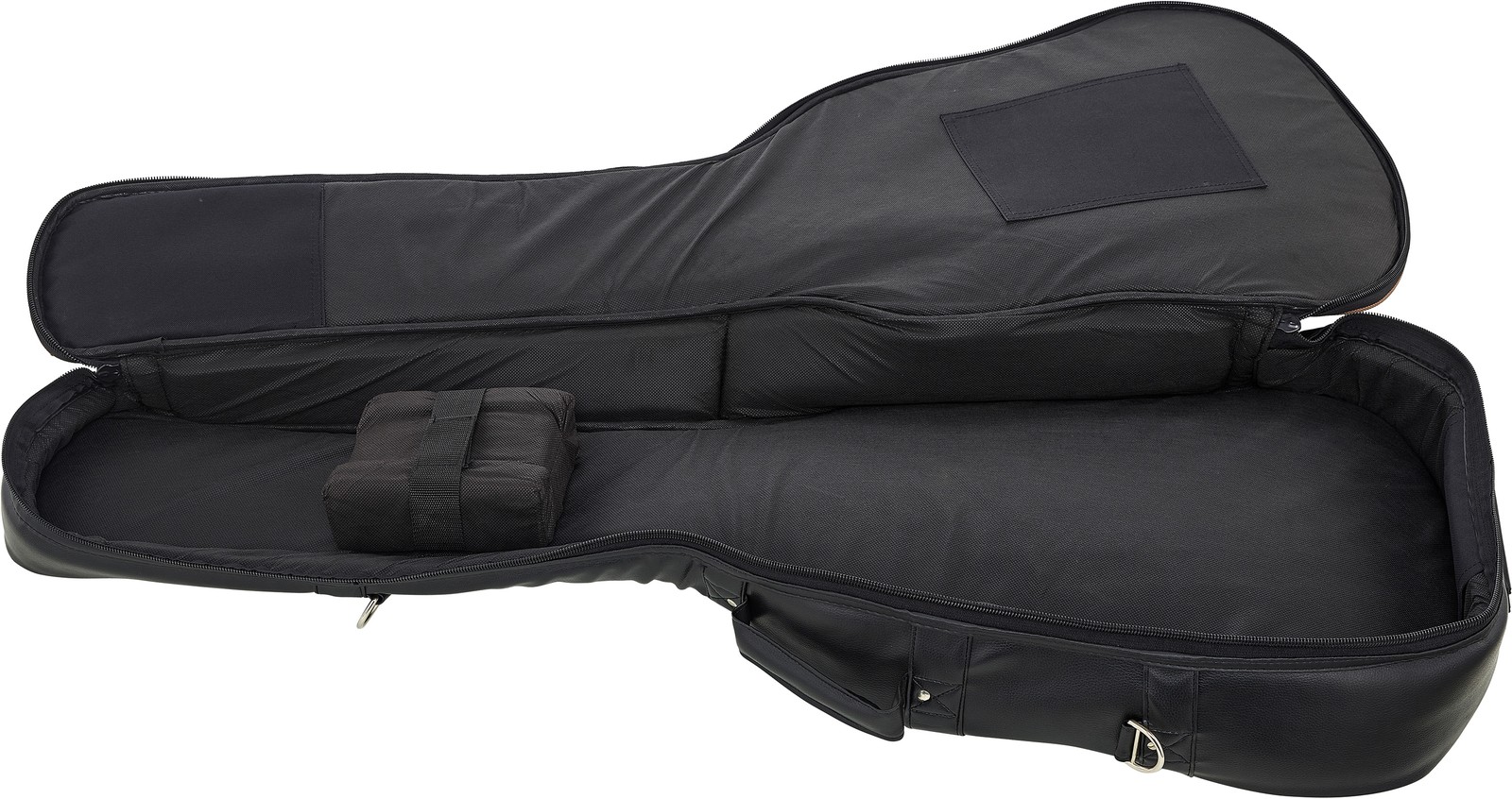 Offene schwarze Gitarrentasche