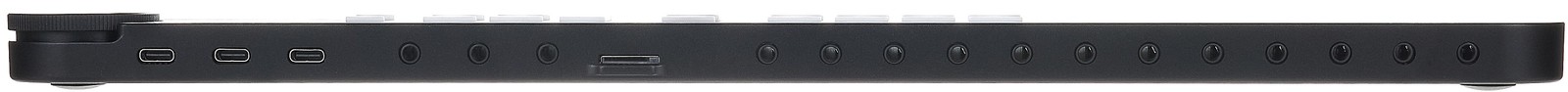 Sockets on the rear of the Embodme Erae 2, Polyphonic MIDI CV Controller and Looper
