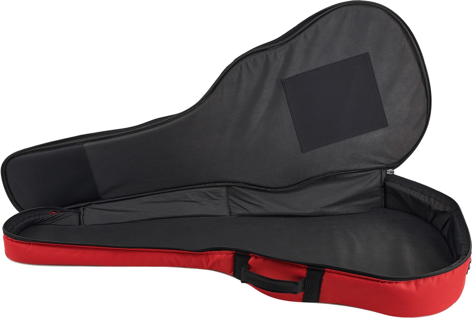 Offene rote Gitarrentasche