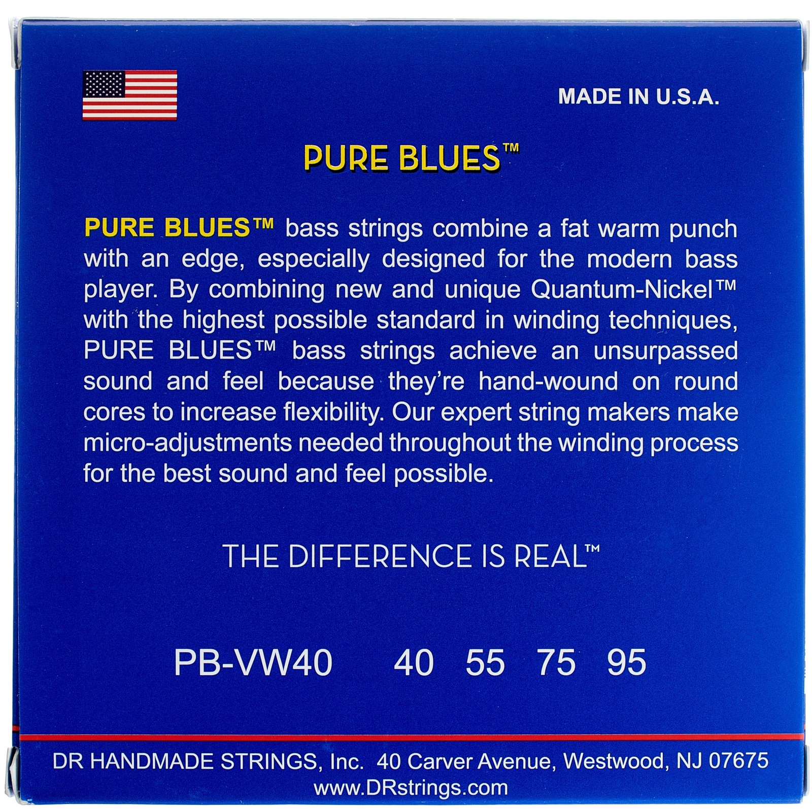 Rückseite der Verpackung der DR Strings Pure Blues PBVW-40