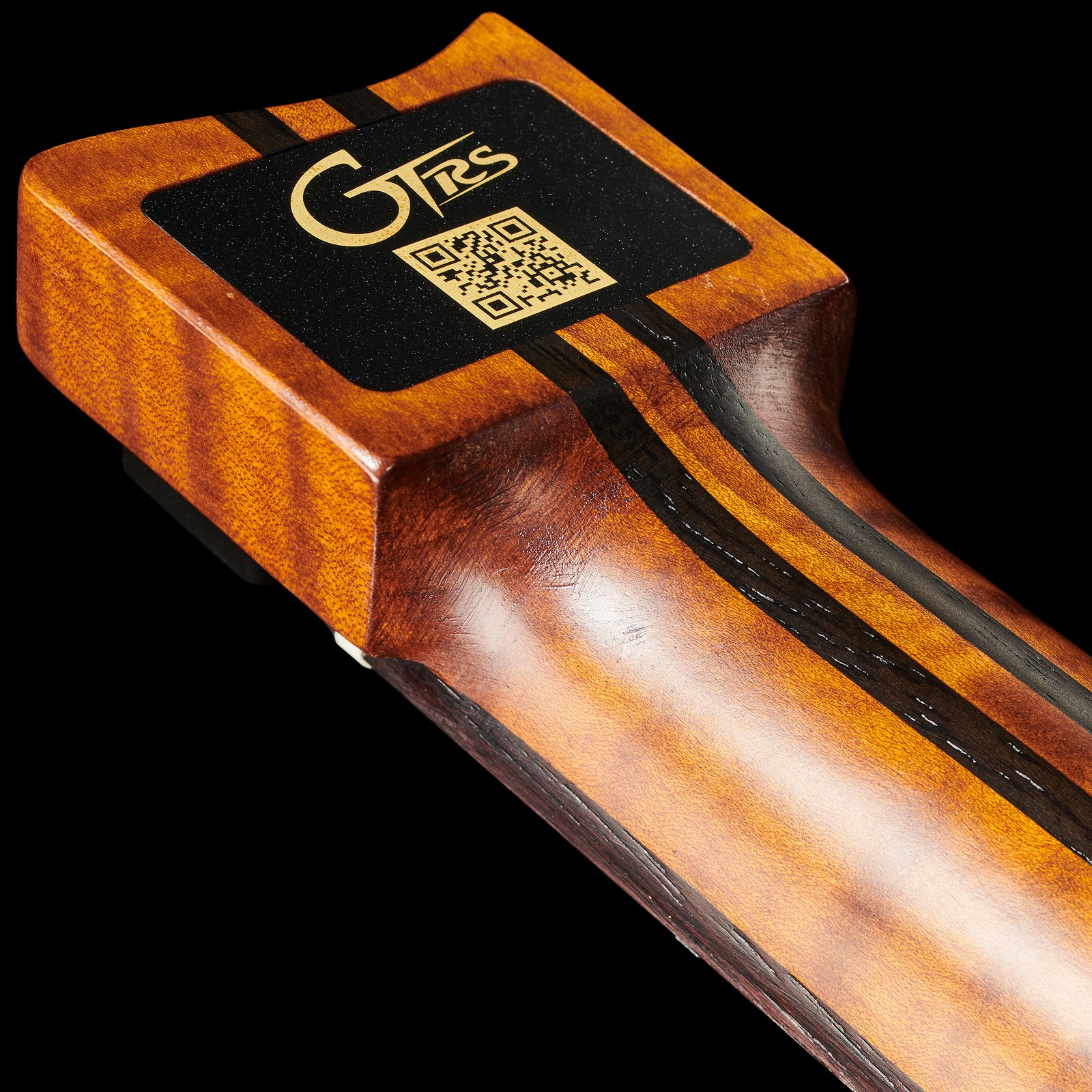 Headless guitar neck with GTRS logo, rear view