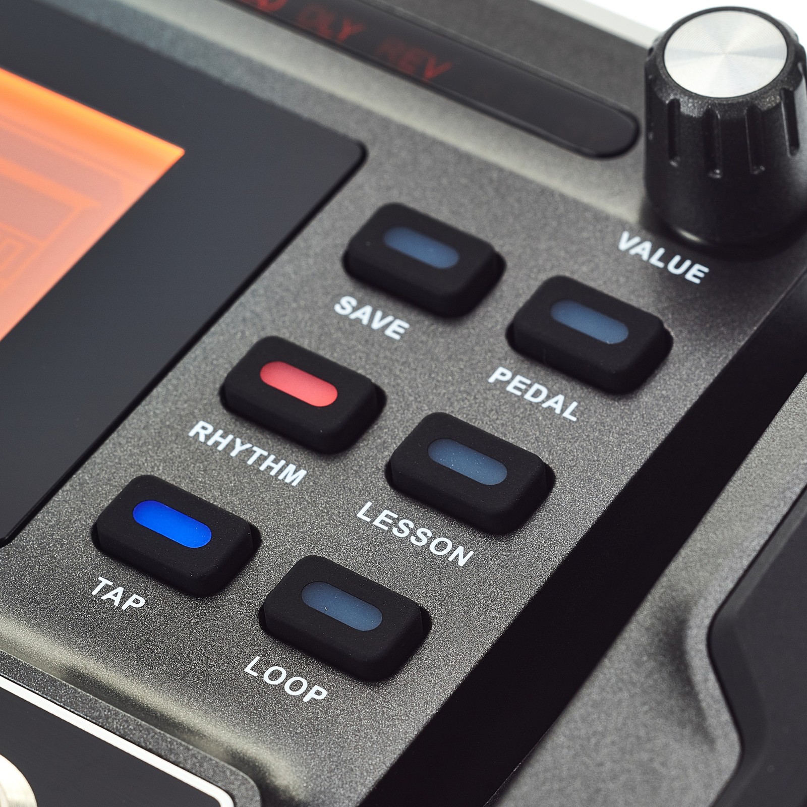 Buttons on the Mooer GE100 Box Guitar Multi FX Pedal