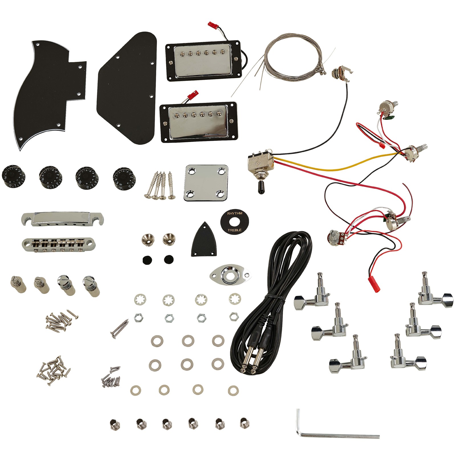 Set für E-Gitarre mit Hardware, Tonabnehmer, Saiten und Werkzeug