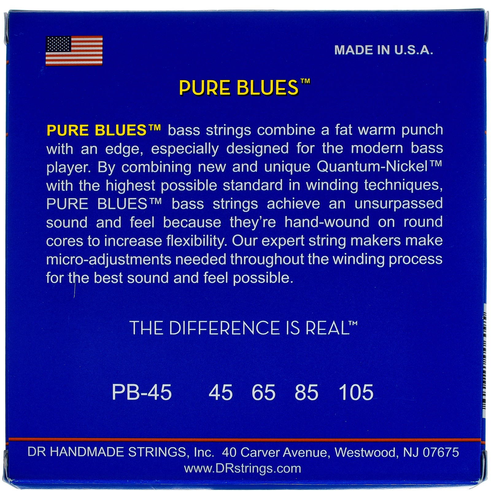 Rückseite der Verpackung der DR Strings Pure Blues PB45