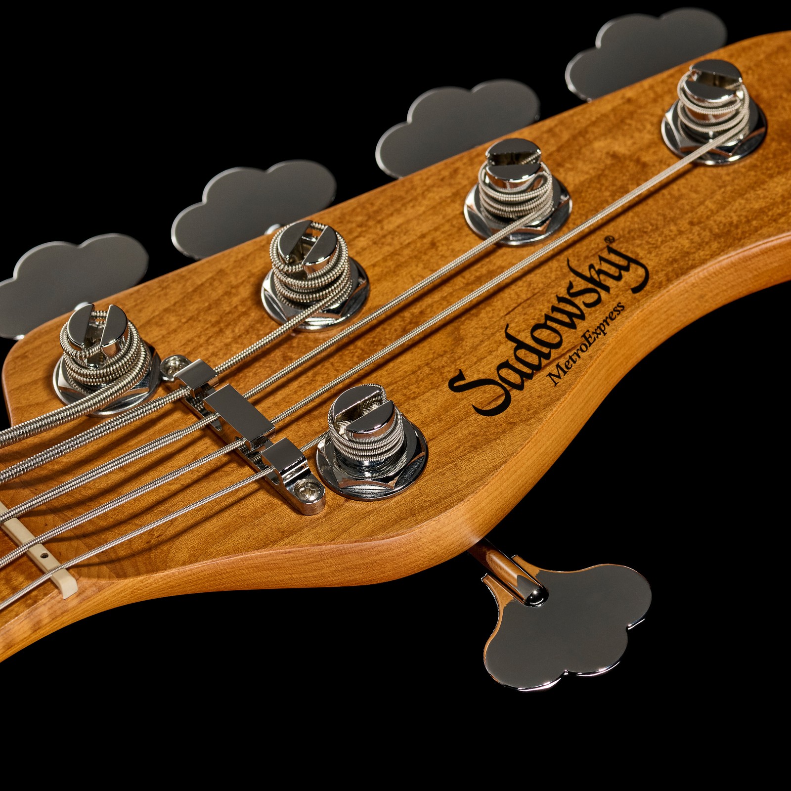 Headstock, Sadowsky MetroExpress 21 Vintage M5 Maple Silver, five-string bass guitar