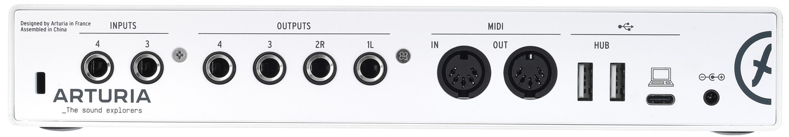 Connections on the rear panel of the Arturia MiniFuse 4 White
