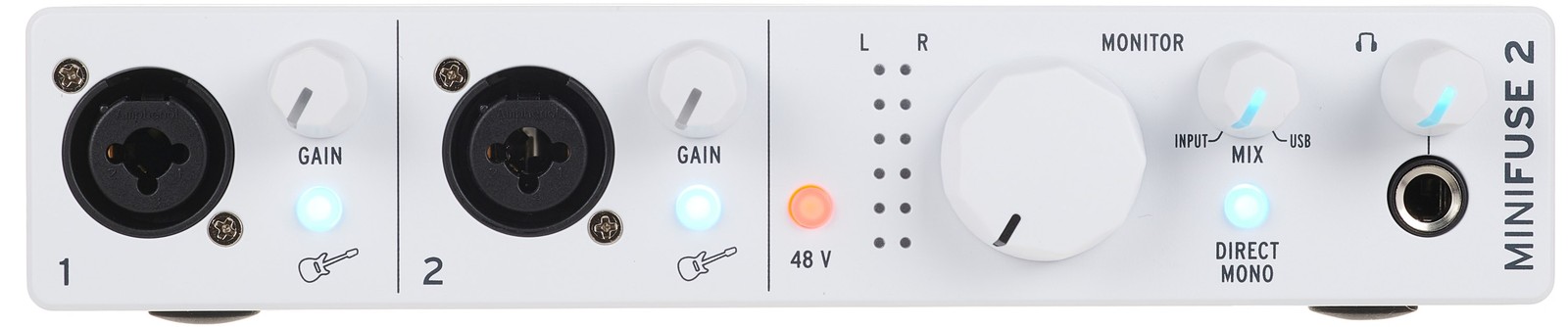 Connections on the Arturia MiniFuse 2 White audio interface