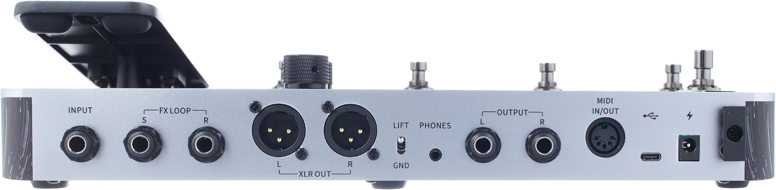 Connections on the rear panel of the Mooer GE1000Li multi-effects pedal