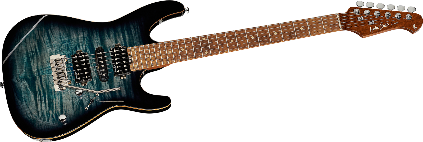 E-Gitarre Harley Benton Fusion-III HSH Roasted FBLB von vorne