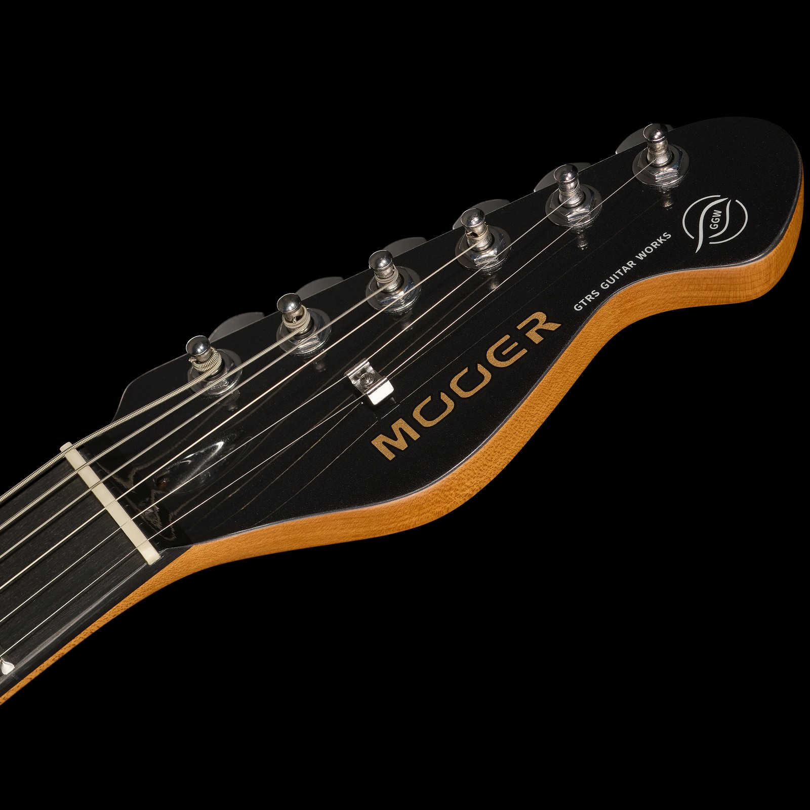 Headstock on the Mooer MSC10 Pro Guitar Dark Silver