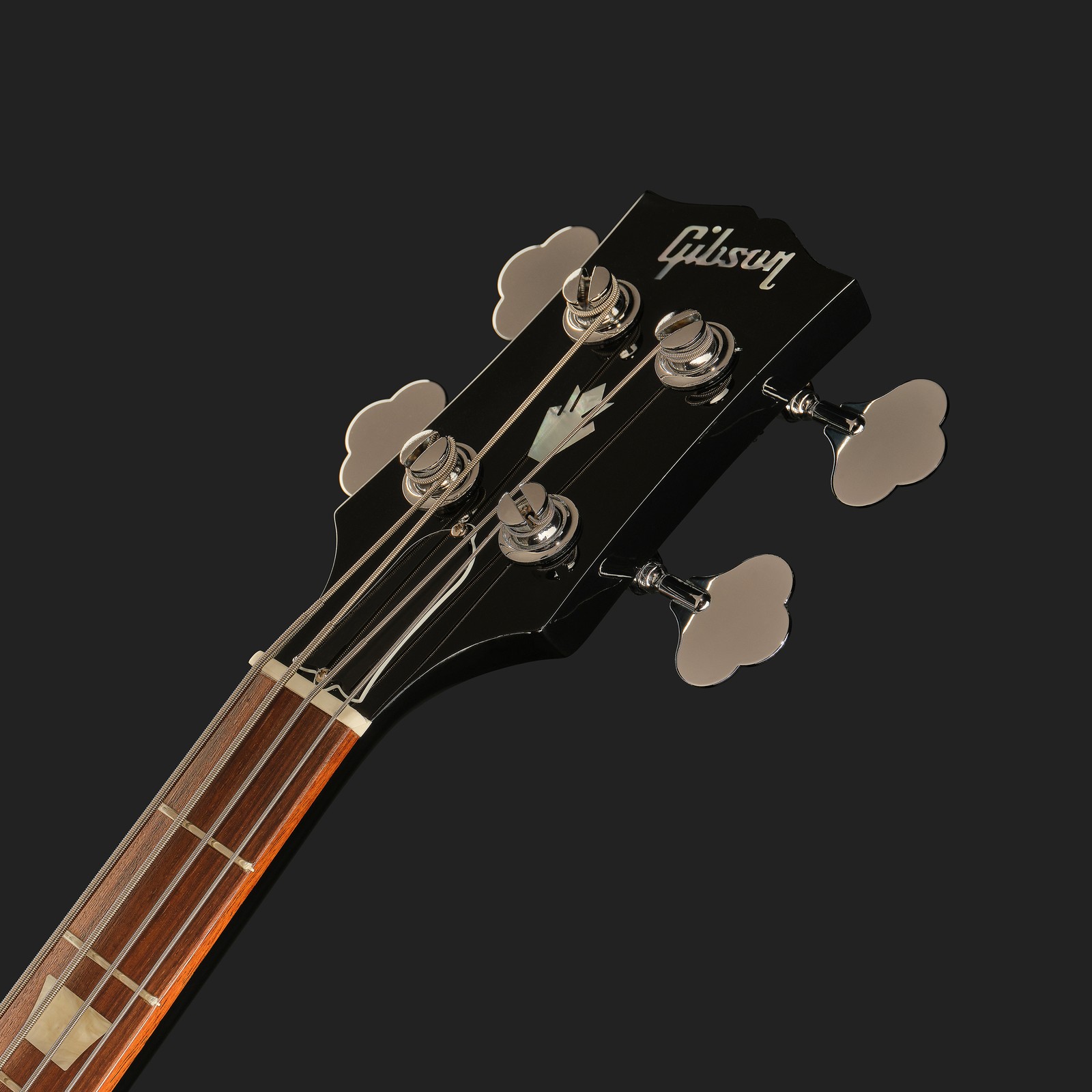 Gibson E-Bass Kopfplatte und Griffbrett mit Trapez Inlays