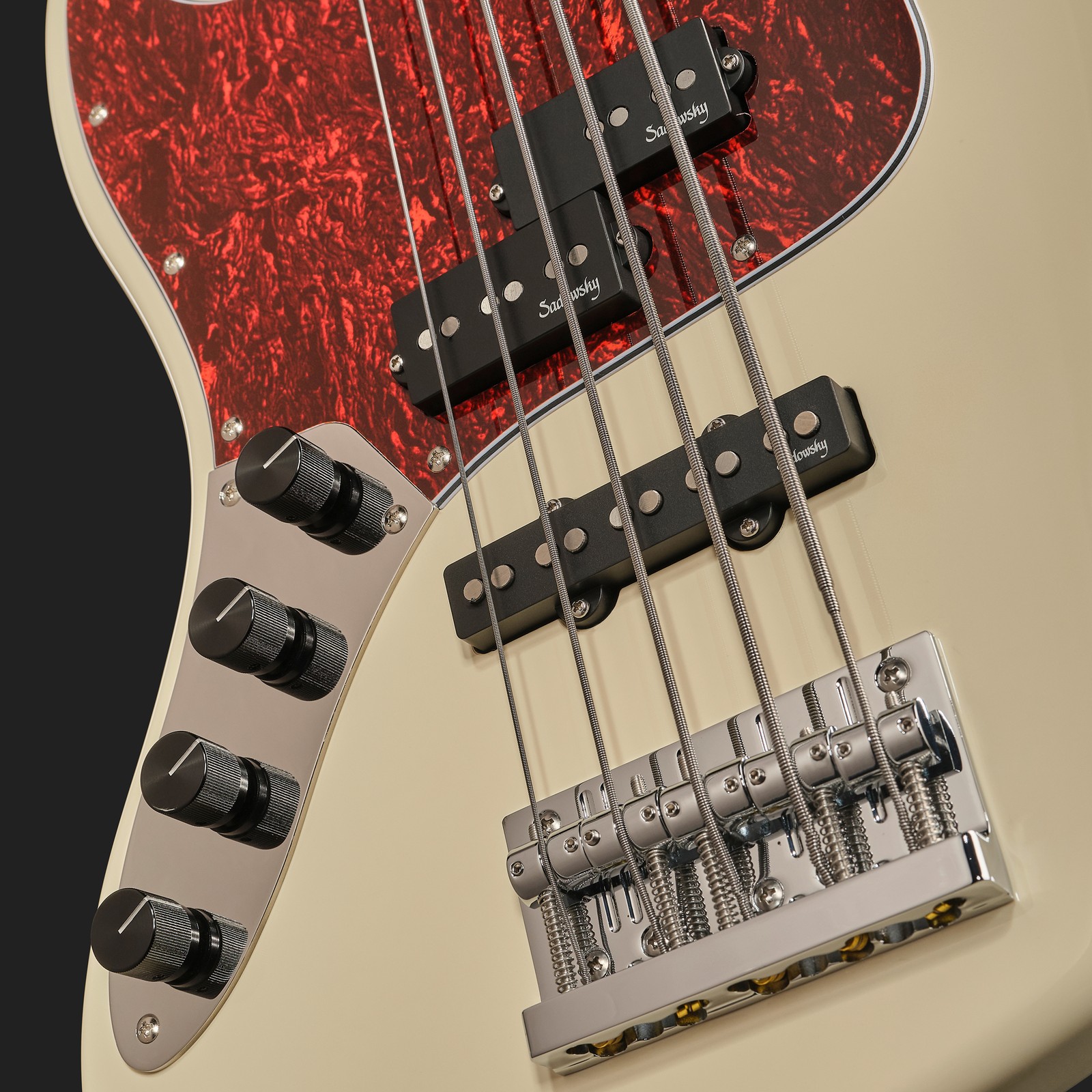Sadowsky MetroExp21 HybPJ5 Mor LH WH, left-handed five-string bass, top