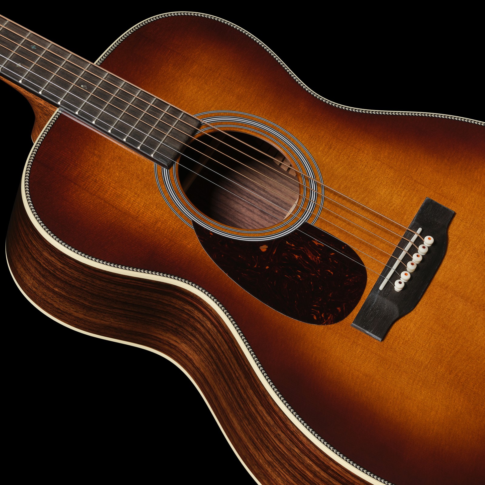 Fichtendecke der Martin Guitar OM28 Ambertone LH Westerngitarre