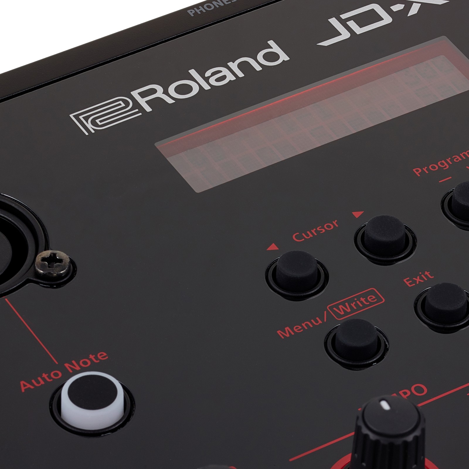 Manufacturer's logo on the Roland JD-Xi synthesizer