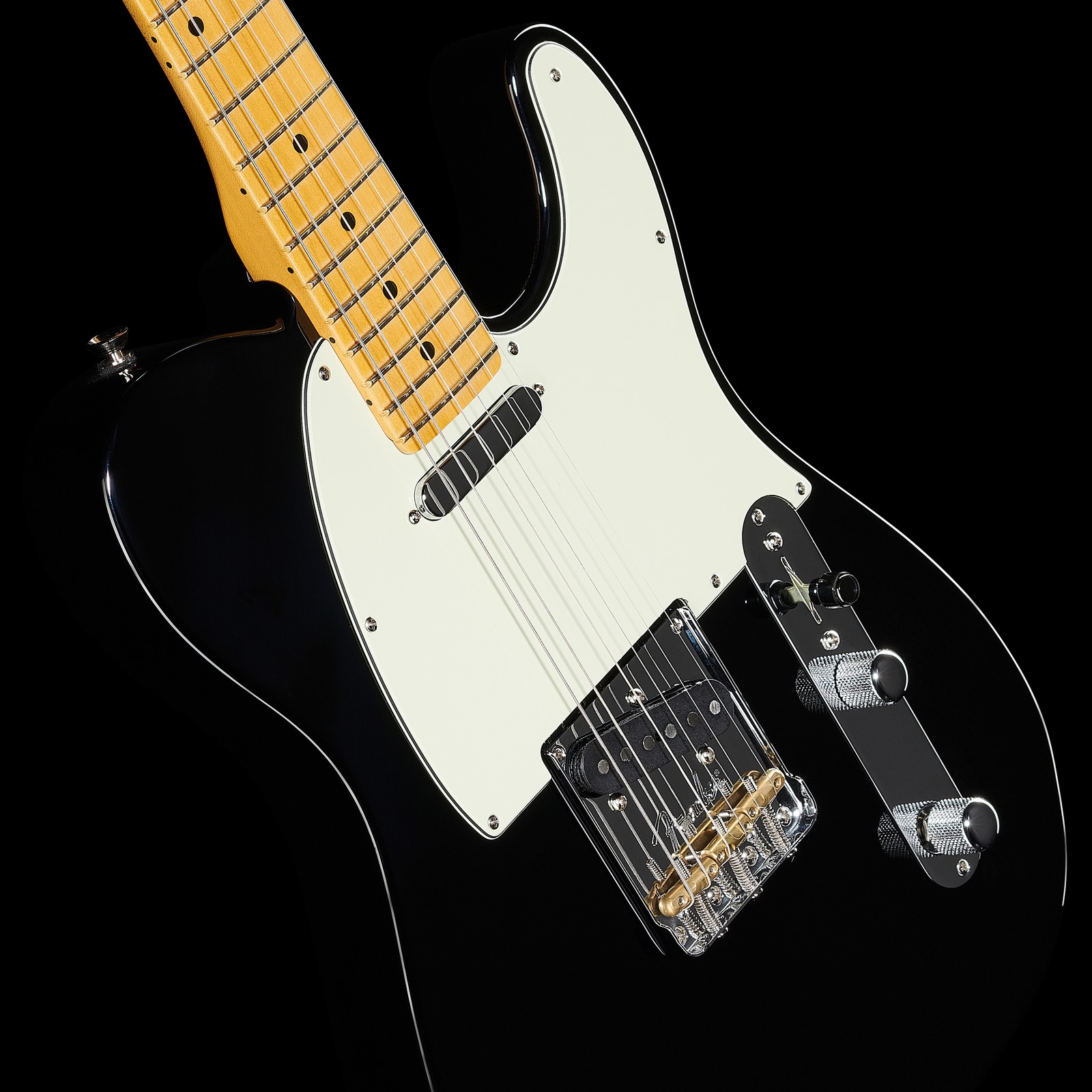 Decke mit Tonabnehmern der Fender AM Pro II Tele MN BK E-Gitarre
