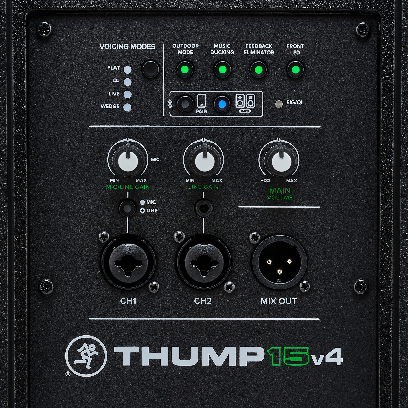 Bedienfeld des Mackie Thump 15v4 Aktivlautsprechers
