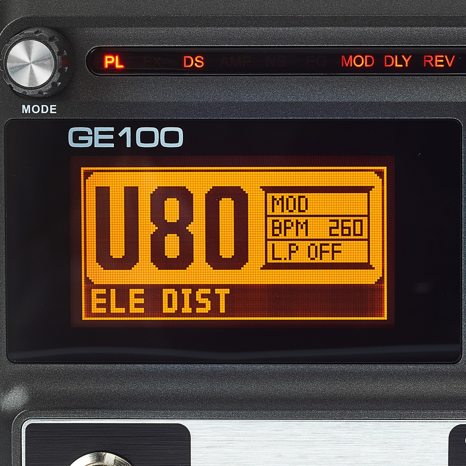 LCD Screen on the Mooer GE100 Box Guitar Multi FX
