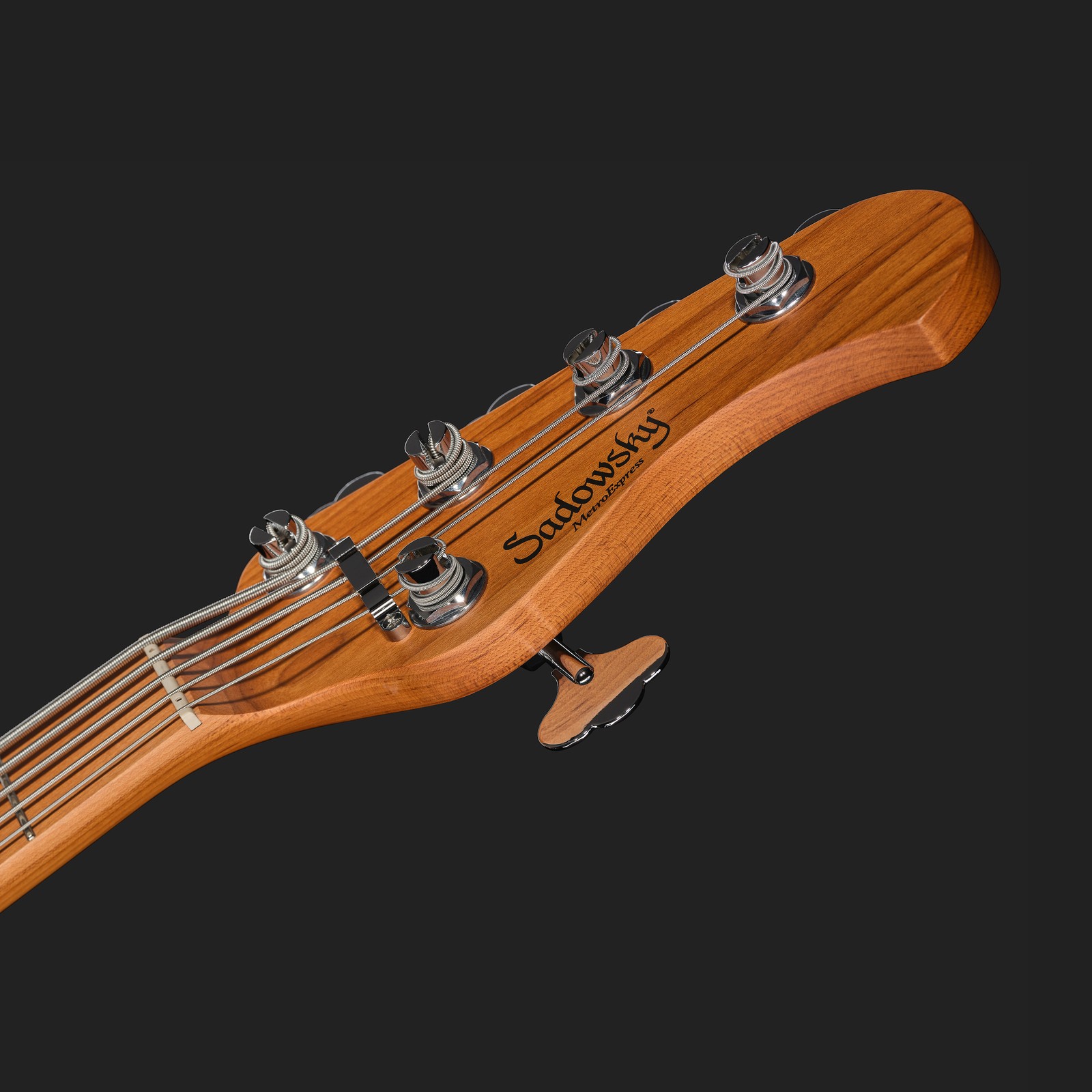 Headstock, MetroExpress 21 Vintage M5 Maple Champagne, five-string bass guitar