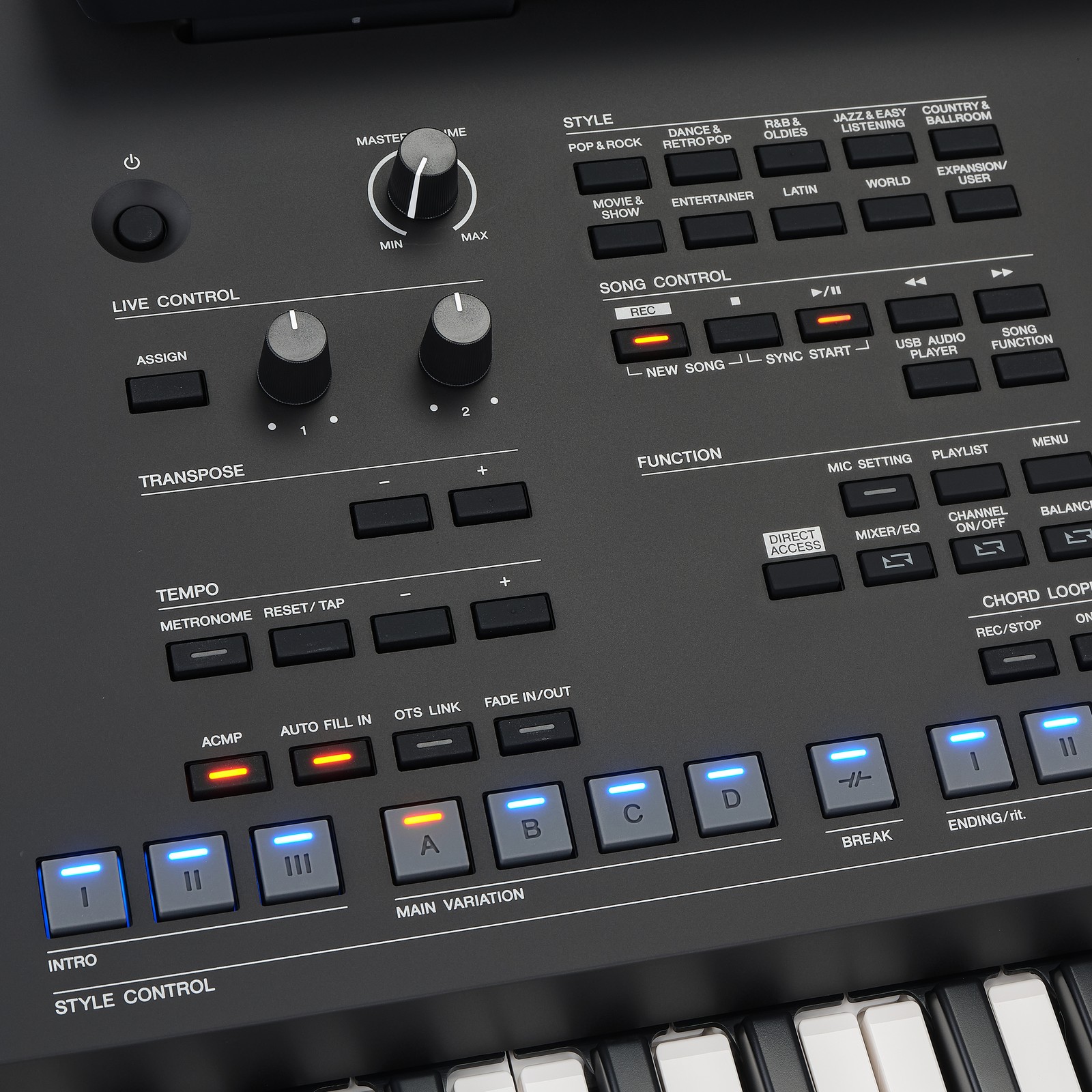 Yamaha PSR-SX620 Keyboard, Performance-Steuerelemente