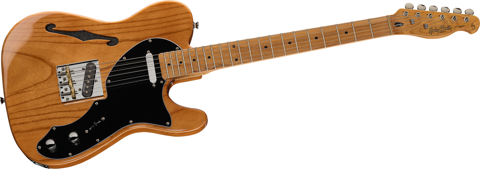 Semiakustik E-Gitarre Harley Benton TE-69TL Hot Rod NT Roasted von vorne