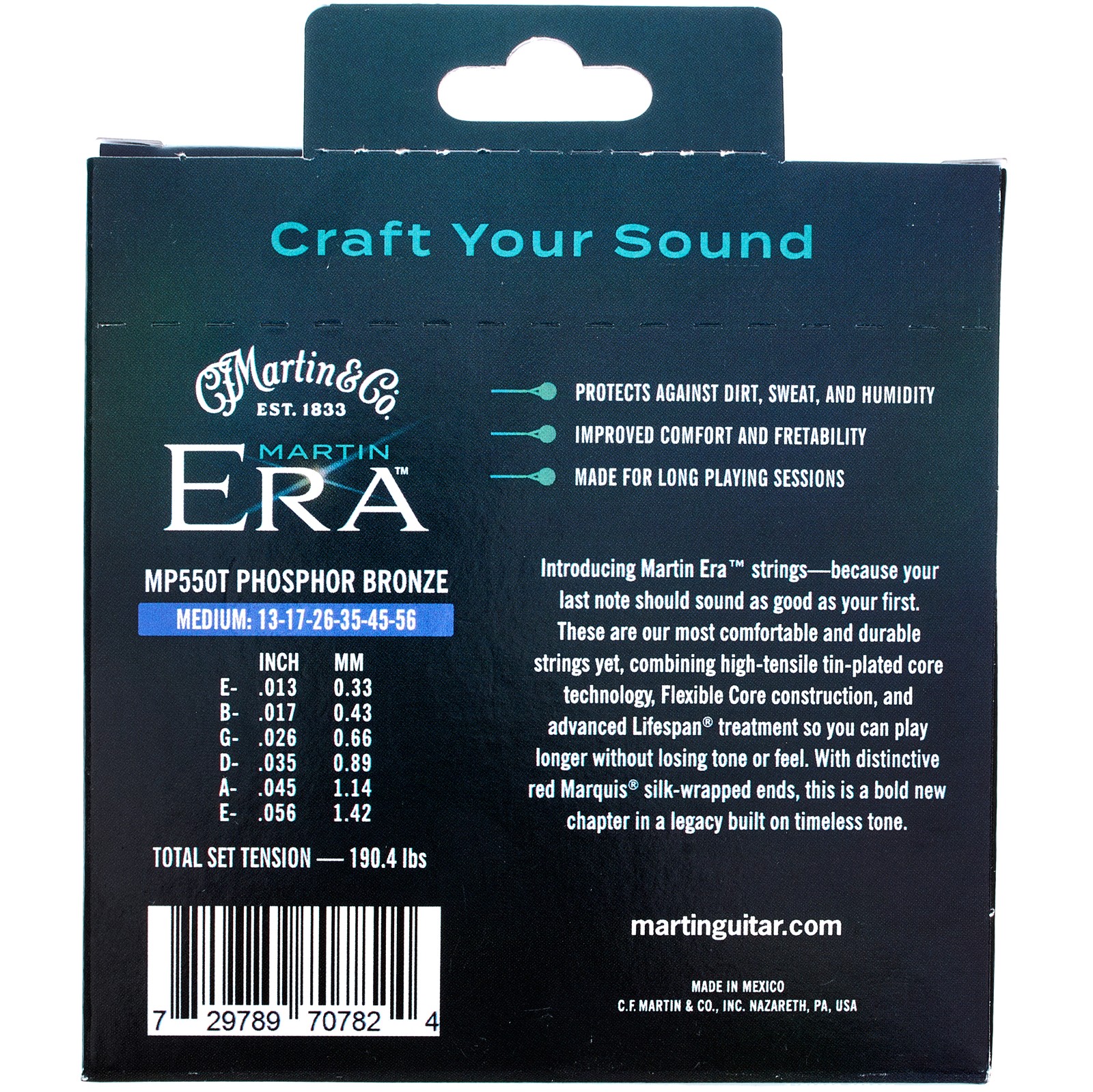 Verpackung vom Martin Guitar ERA Medium MP550T Saitensatz für Westerngitarre