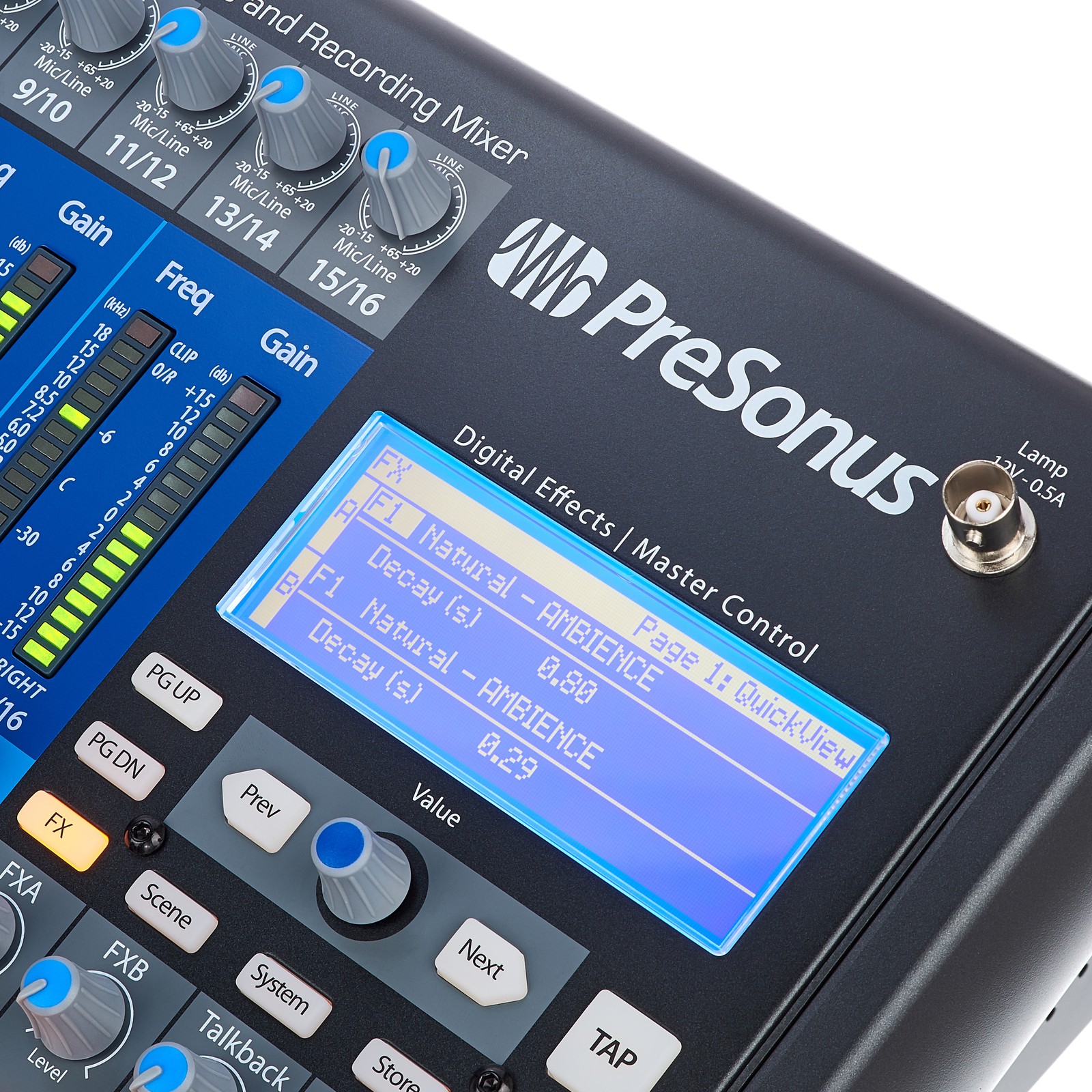 Display des Presonus StudioLive 16.0.2 USB 16-Kanal Digital-Mixer