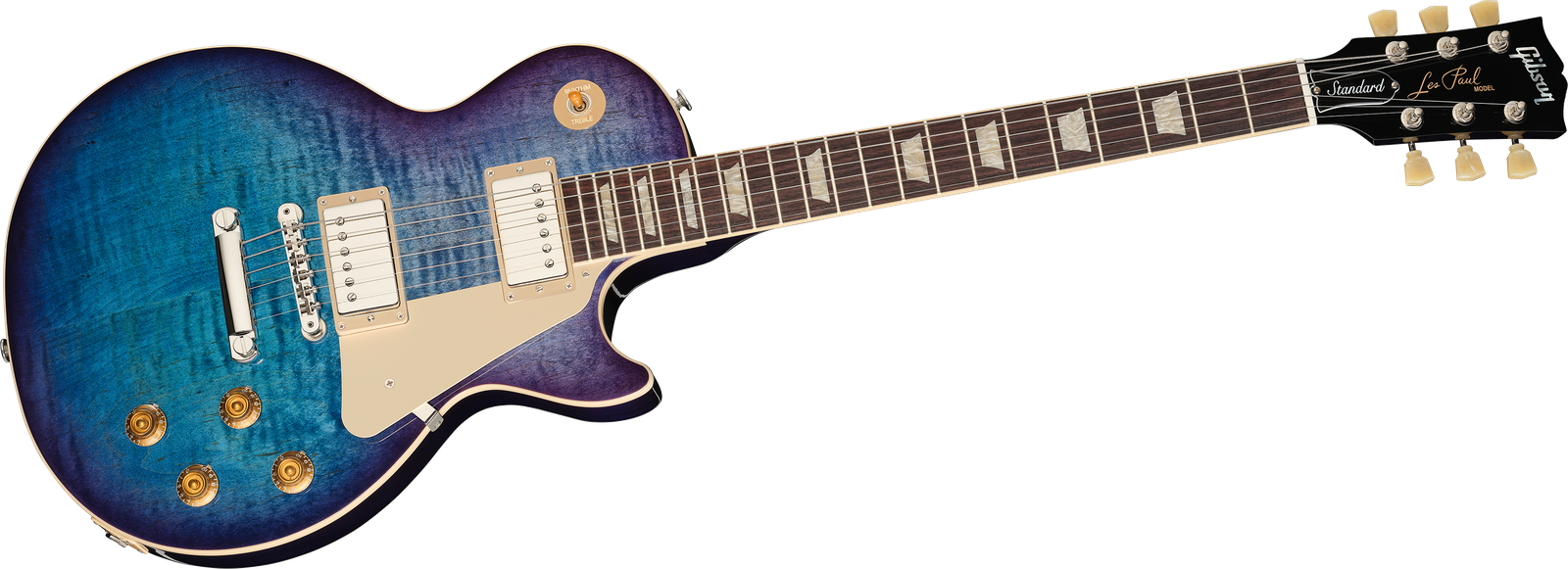 Blaue Sunburst E-Gitarre Gibson Les Paul Standard 50s Transparent Blueberry Burst von vorne