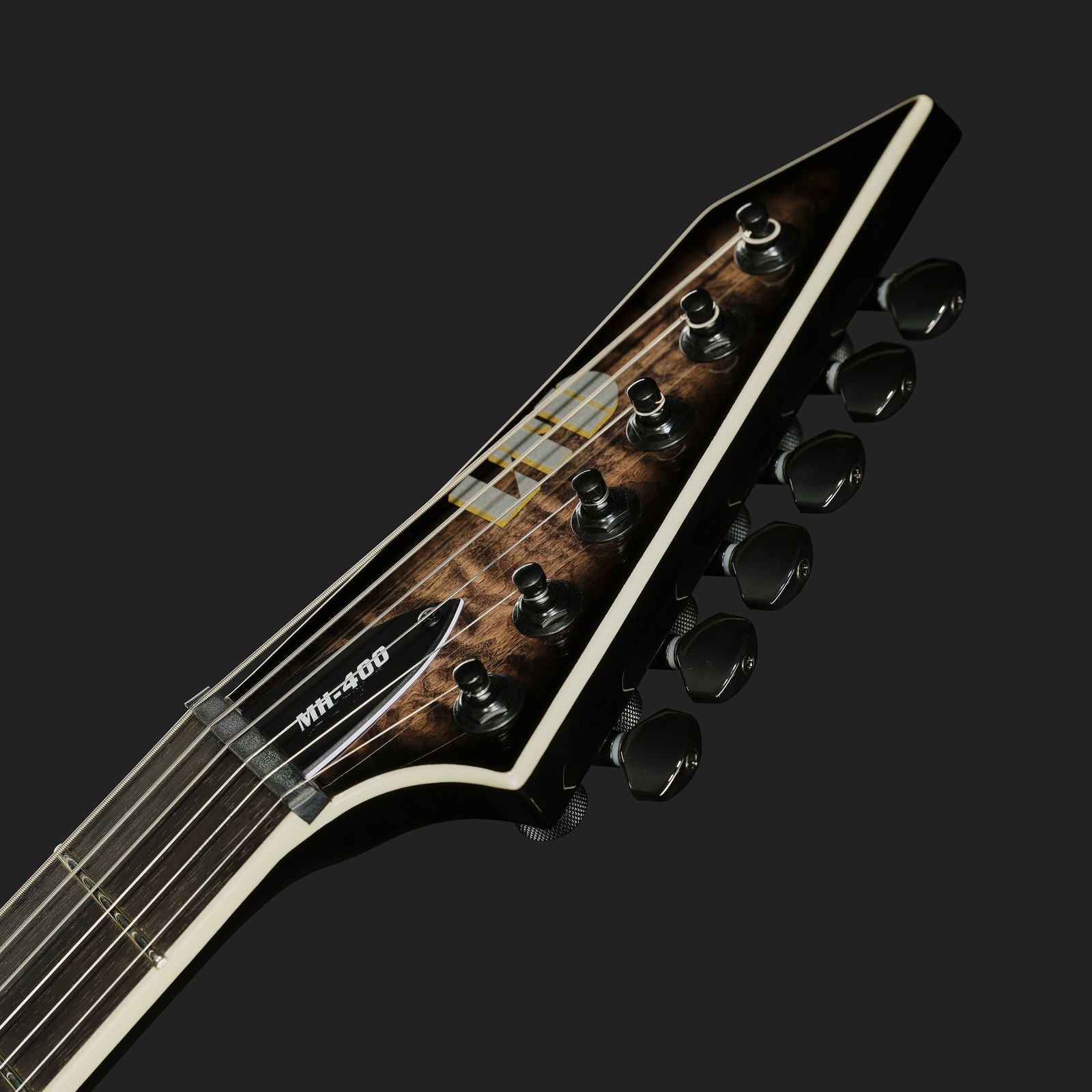 Kopfplatte der ESP LTD MH-400HT QM STB, E-Gitarre