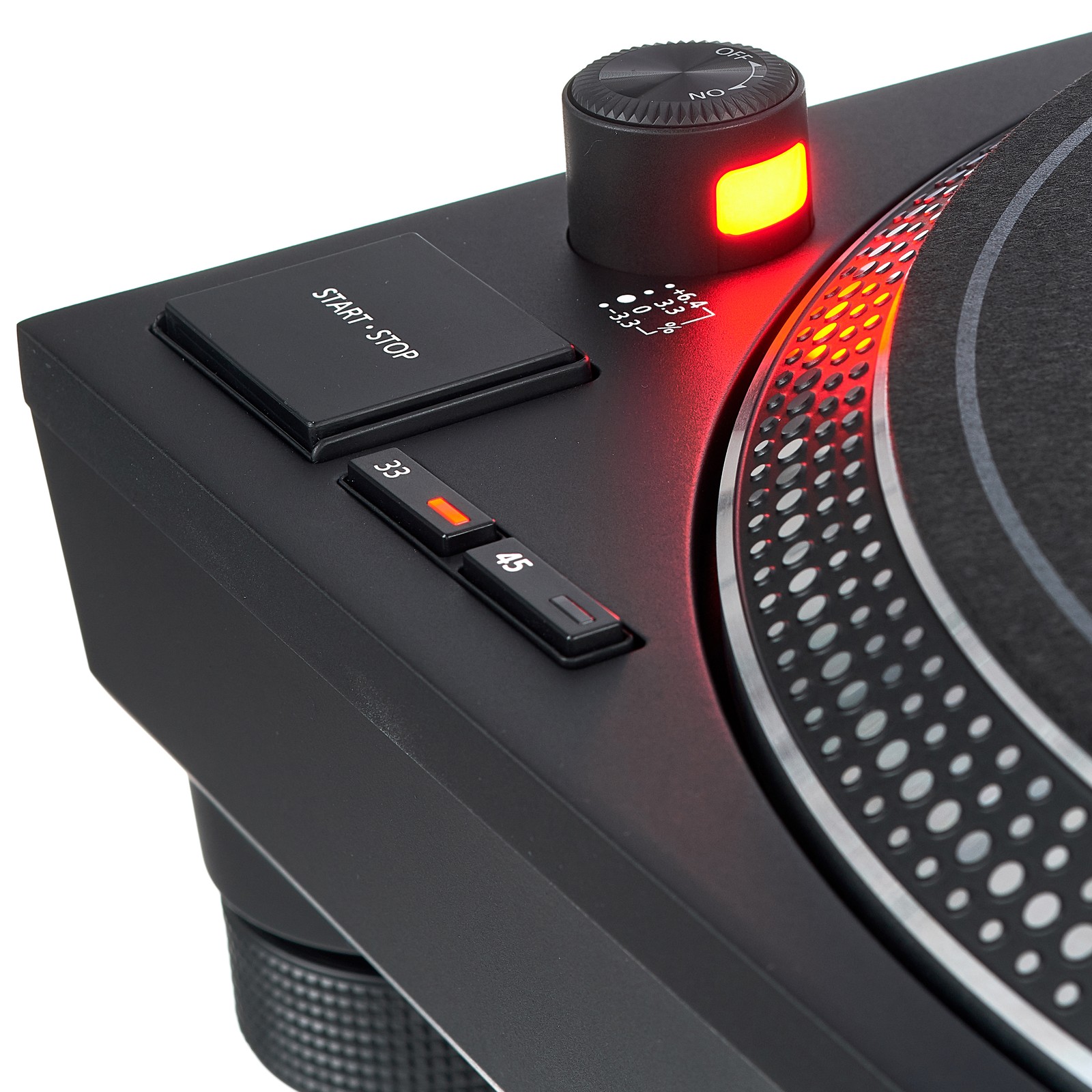 Technics SL-1210MK 7 controls and strobe light