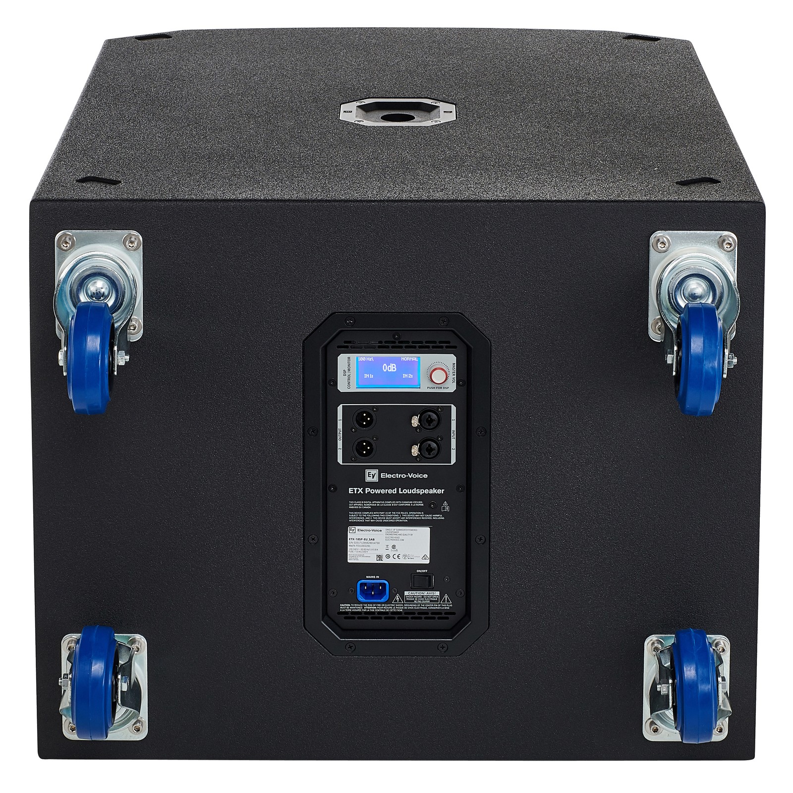 Unterseite mit Rollen am EV ETX-18SP Aktiver 18" Subwoofer