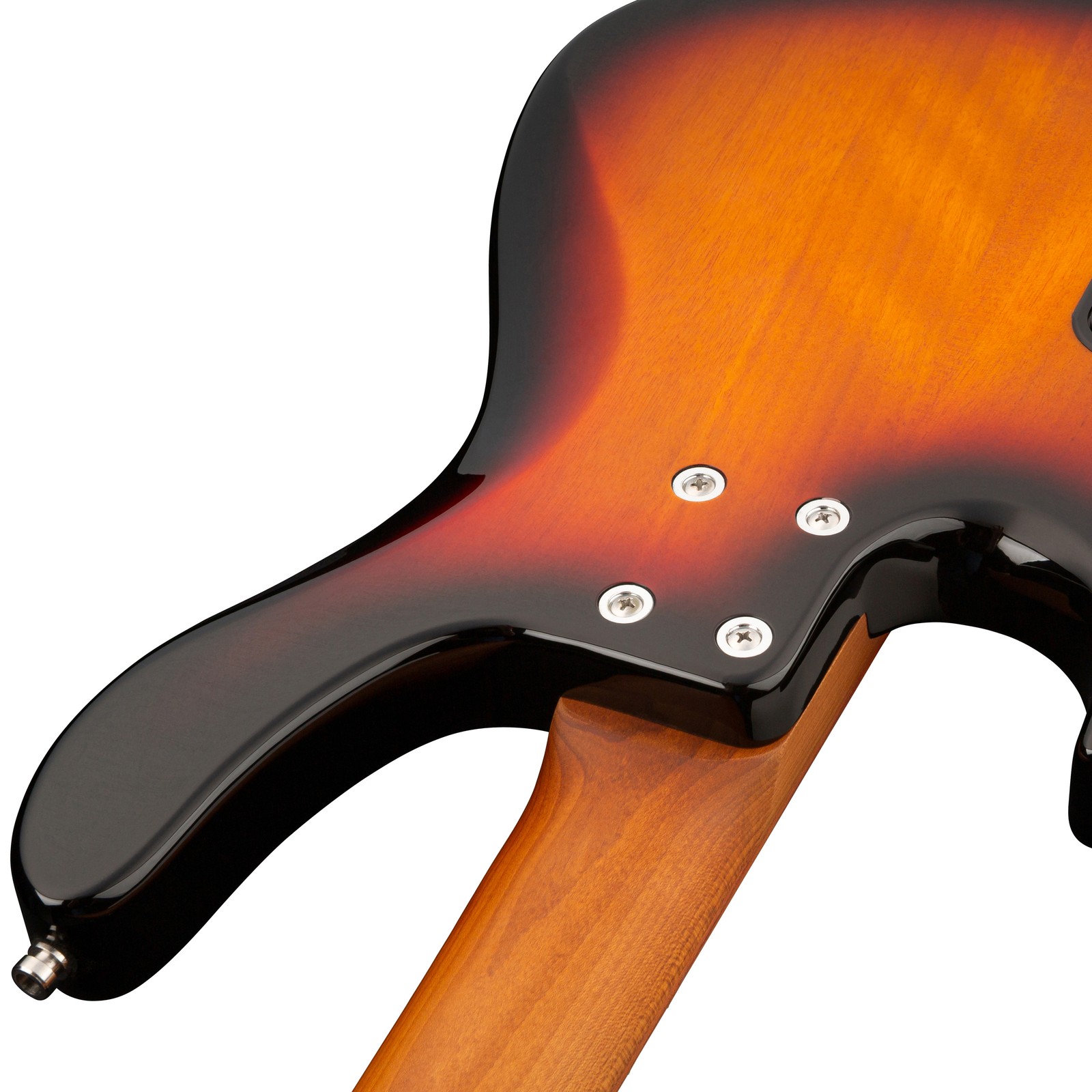 Bolt-on maple neck on the Sadowsky MetroExpress 24 Modern 4 Morado Tobacco Sunburst, electric bass