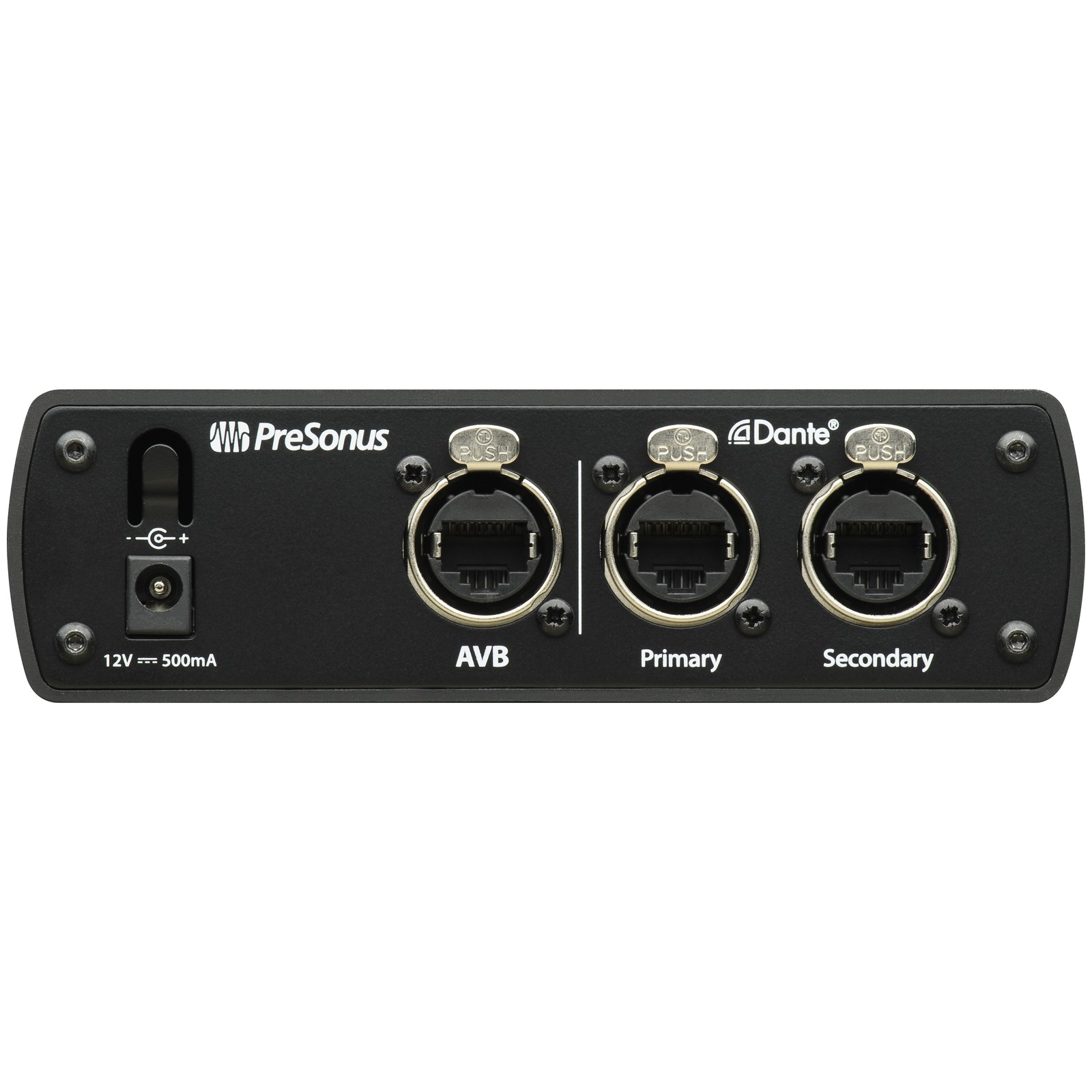 Rückansicht mit Anschlüssen des Presonus AVB-D16 16x16 AVB - Dante Bridge