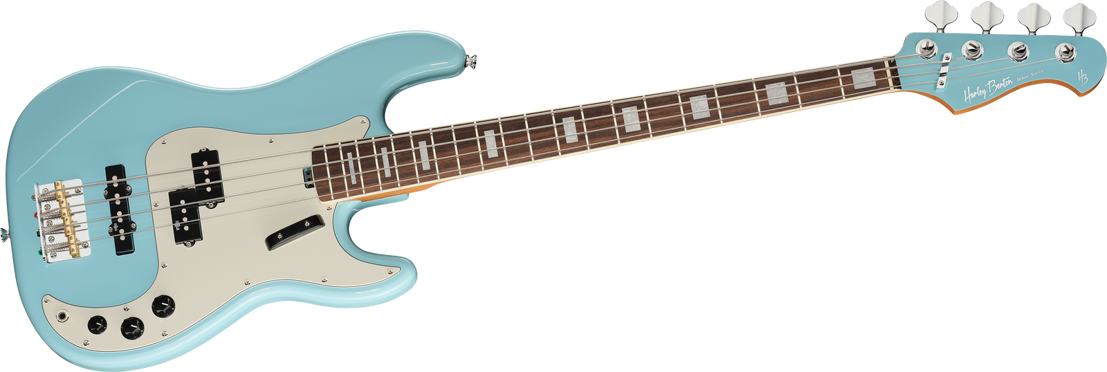 Harley Benton MV-4PJ Daphne Blue E-Bass Frontalansicht