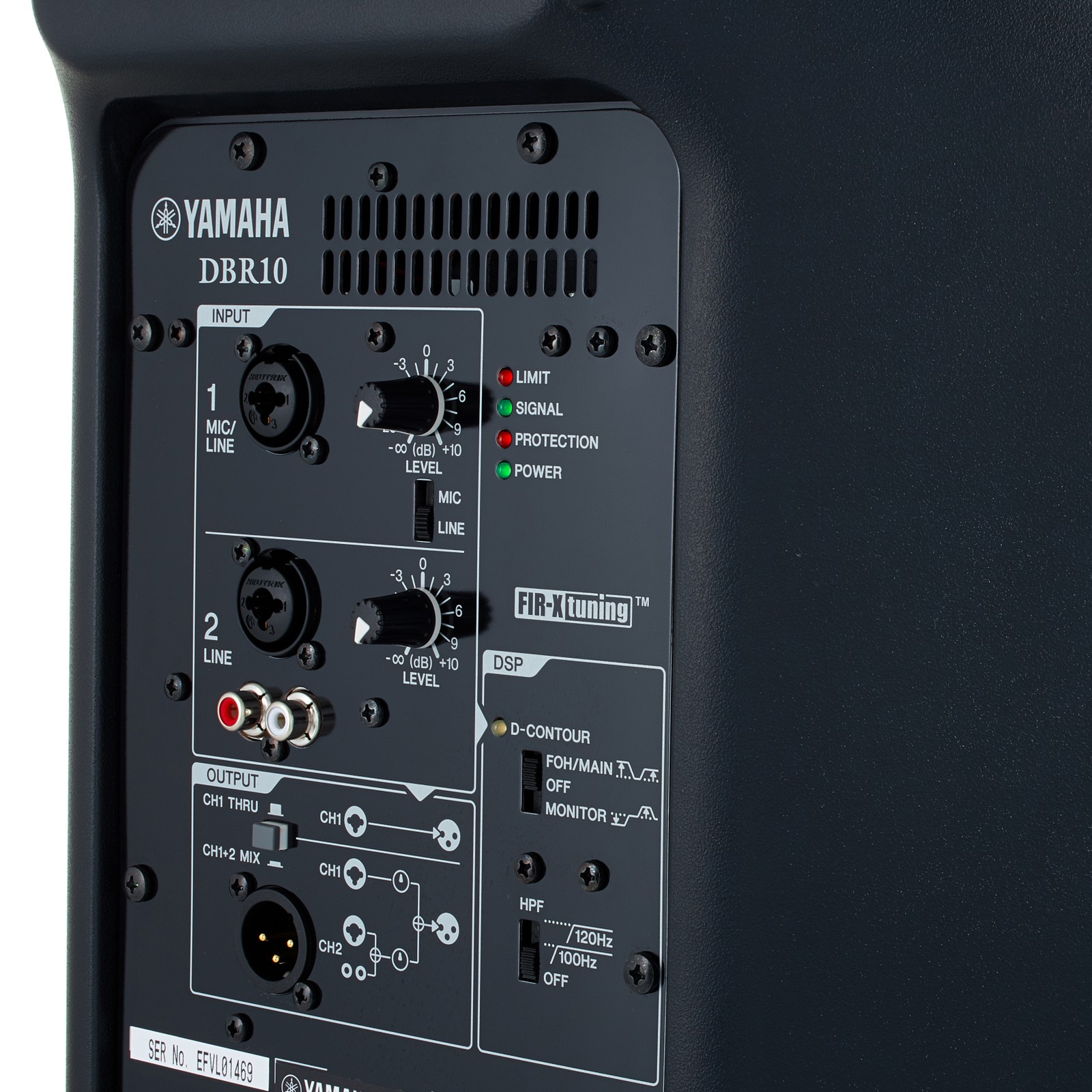 Bedienelemente der Yamaha DBR10 Fullrange-Box