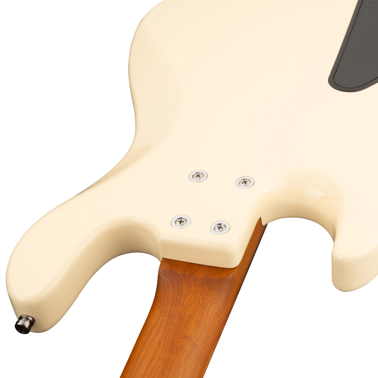 Bolted neck on the Sadowsky MetroExpress 21 Hybrid 4 Morado White