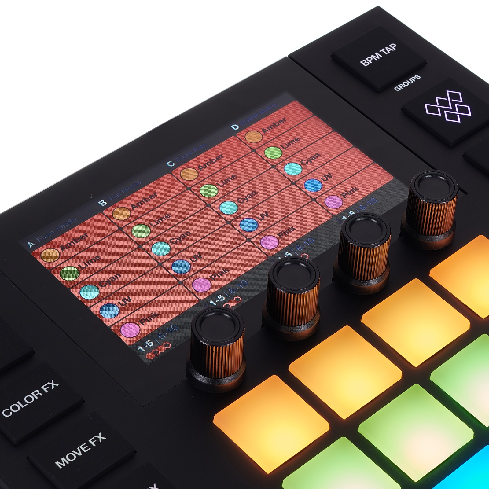 Display on the Wolfmix W1 Mk2 DMX-Controller