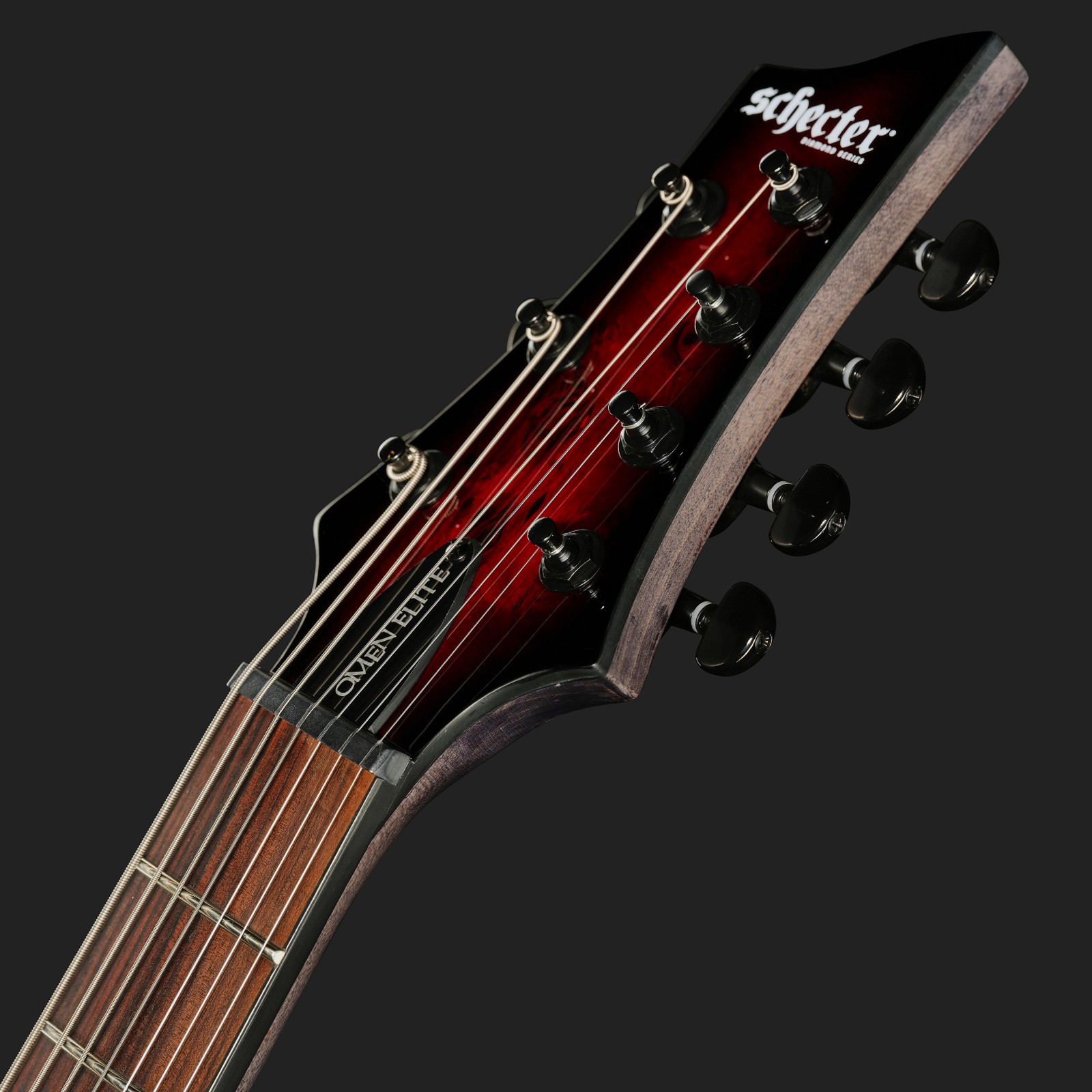 Schecter Omen Elite-7 Black Ch Burst Kopfplatte
