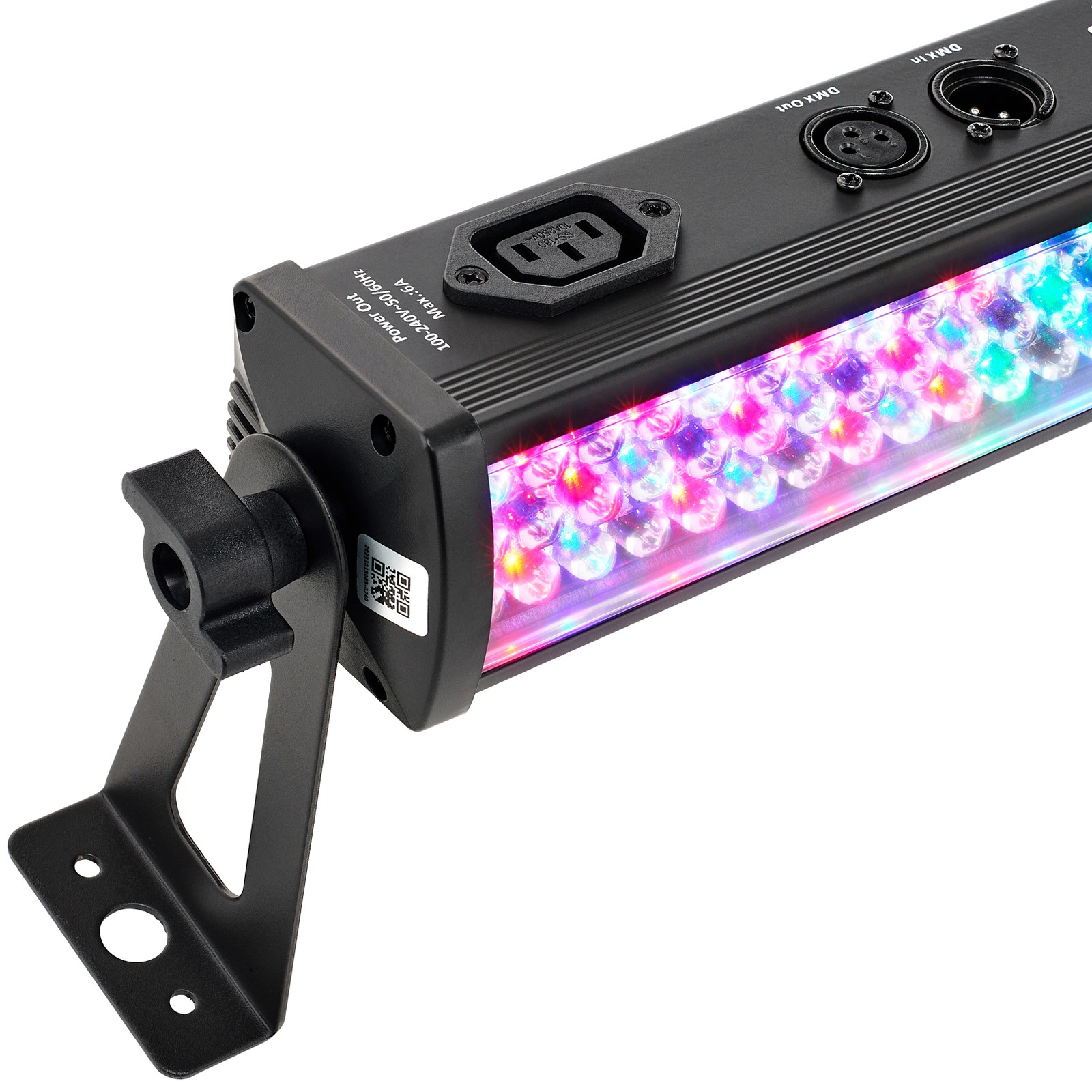 Detailansicht mit Anschlüssen der Stairville LED-Leiste 240/8 RGB DMX 30°