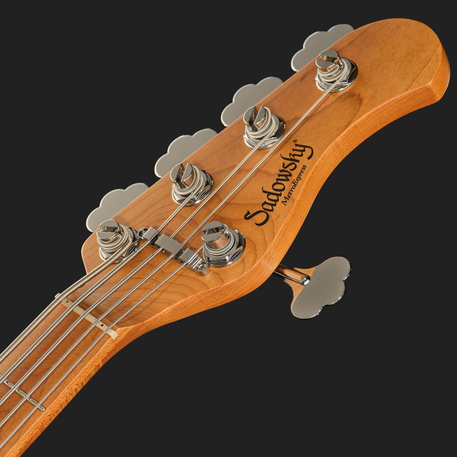 Headstock, Sadowsky MetroExpress 21 Vintage M5 Maple Green, five-string bass guitar