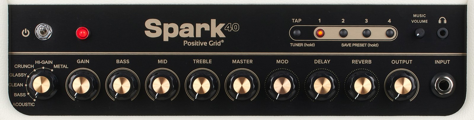 Regler und Anschlüsse auf dem Positive Grid Spark 40 PW Modeling Verstärker