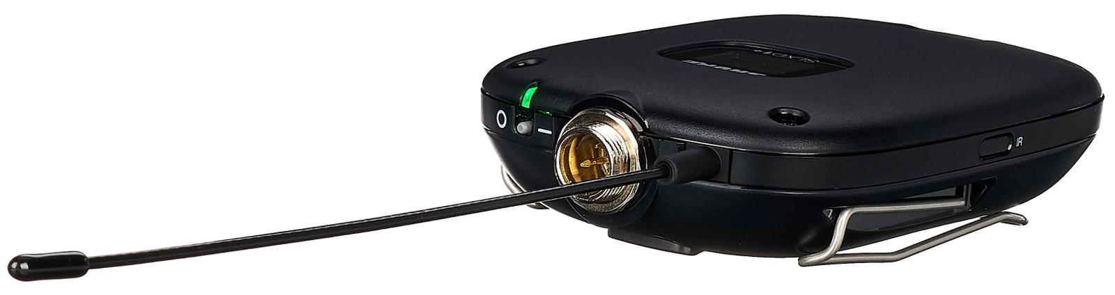 Seitenansicht des Shure SLXD1+ Taschensenders