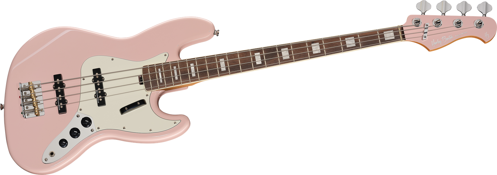 Frontansicht 4-Saiter E-Bass Harley Benton MV-4JB Shell Pink