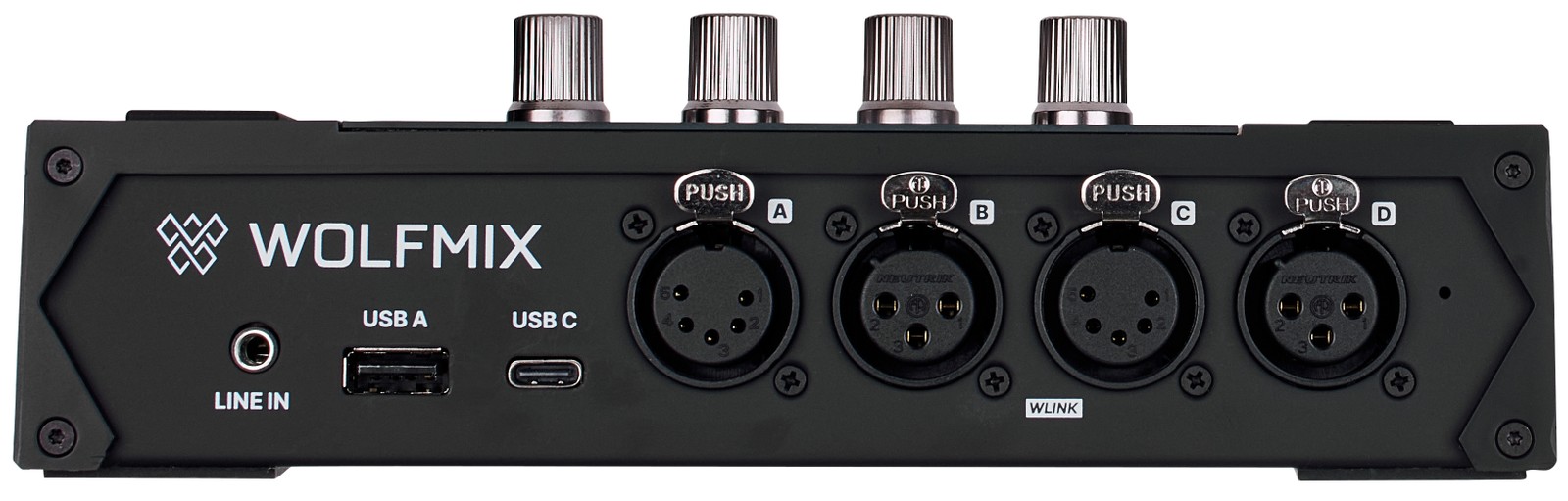 Anschlüsse am Wolfmix W1 Mk3 Standalone-DMX-Controller