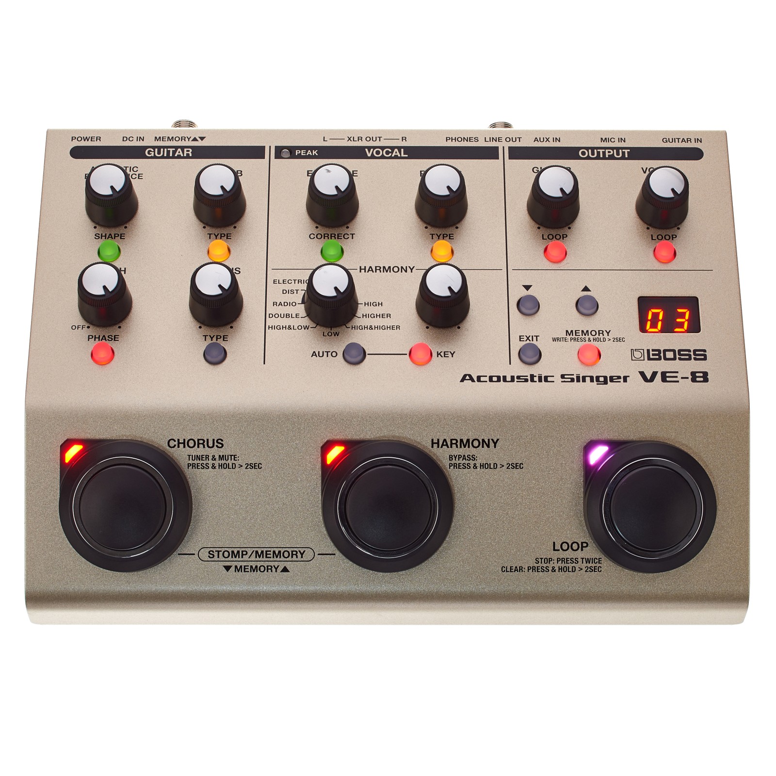 Boss VE-8 Acoustic Singer, compact preamp and effects unit